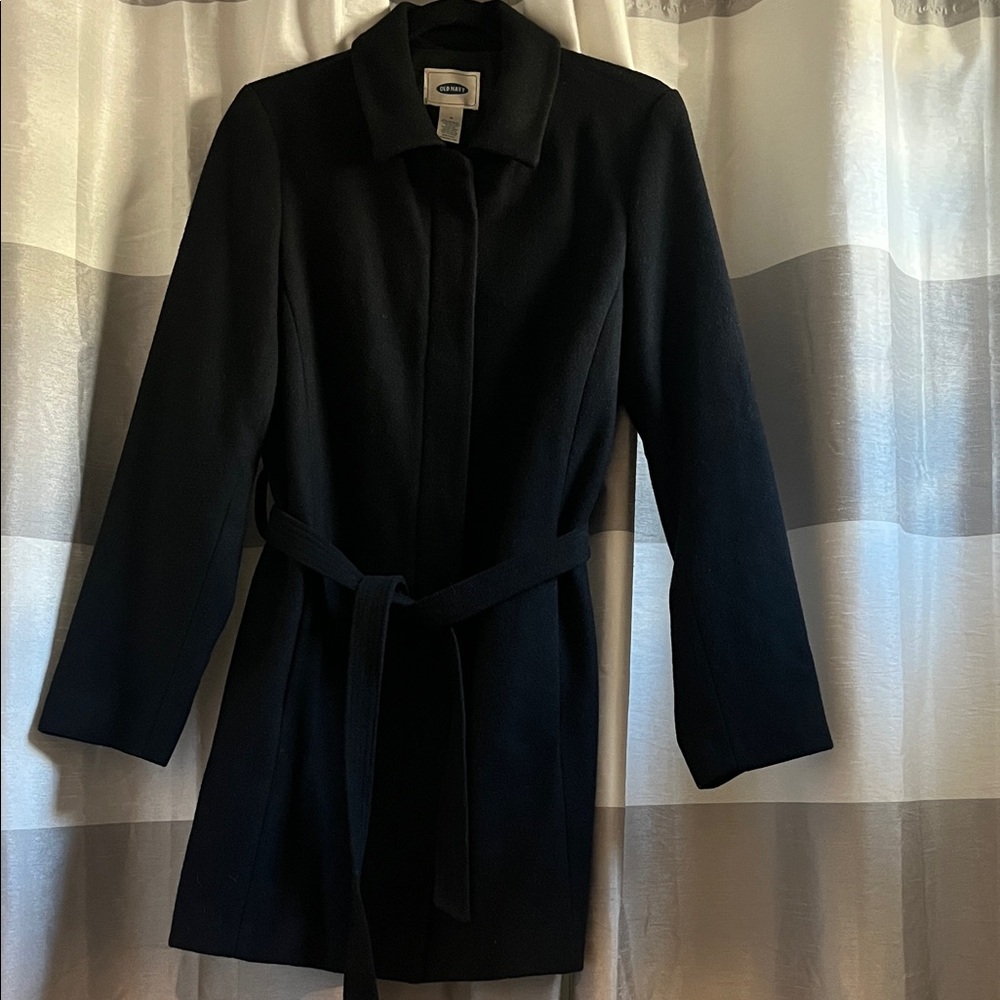 Old Navy Women’s Wool Black Zippered Lined Trench Coat